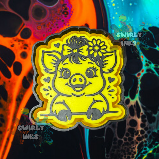Cute Pig with Bow Freshie Mold