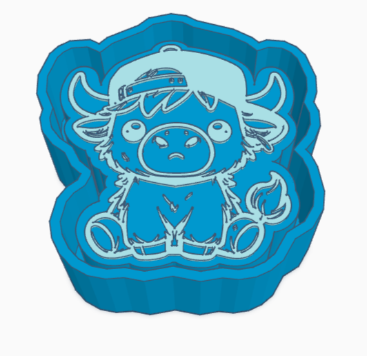 Highland Cow With Baseball Hat Freshie Mold
