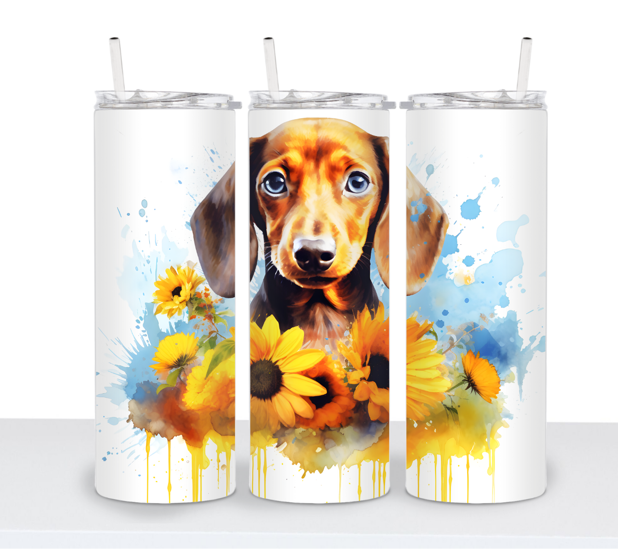 Dogs with Sunflowers