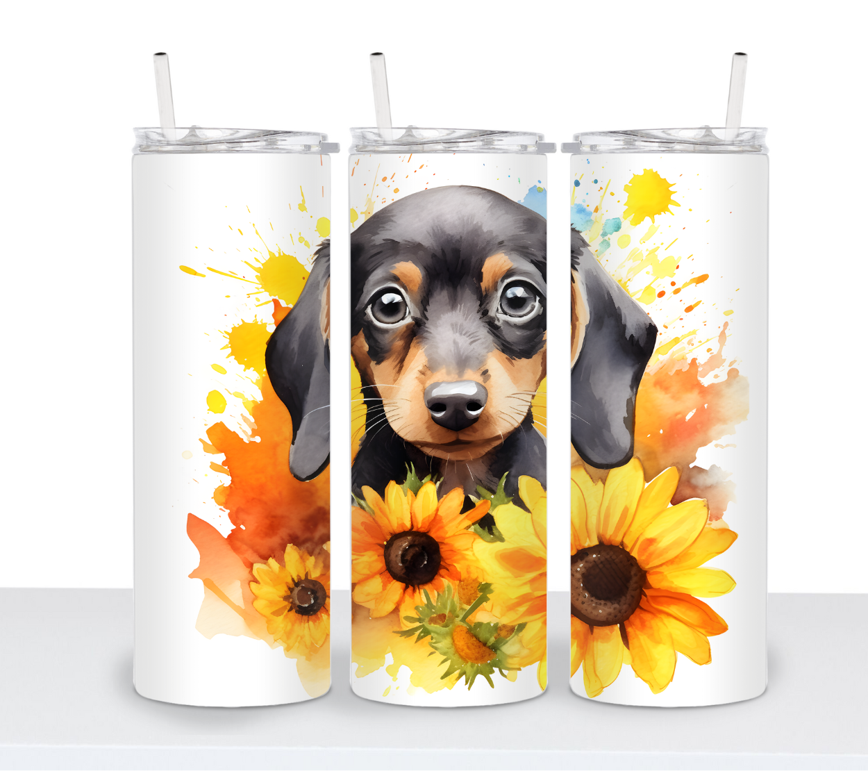 Dogs with Sunflowers