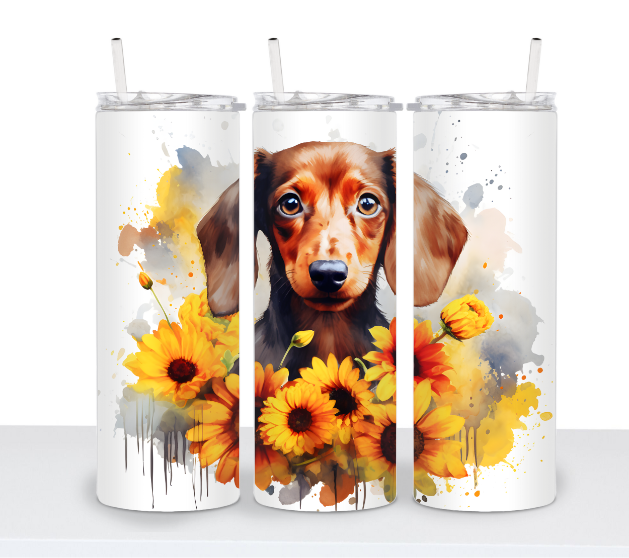 Dogs with Sunflowers