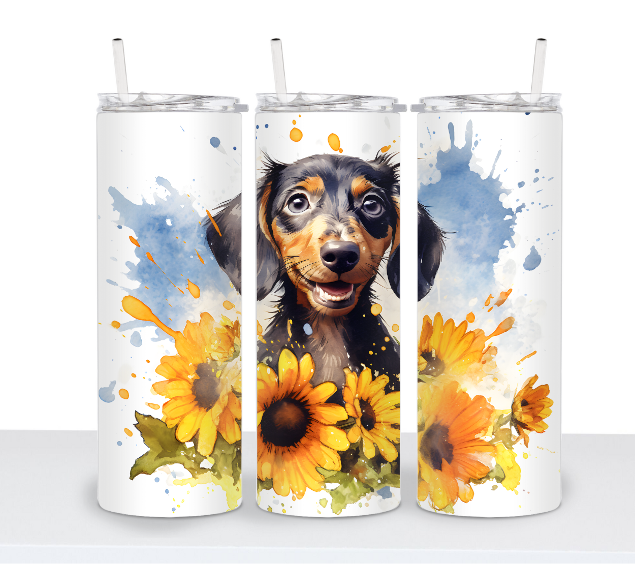 Dogs with Sunflowers