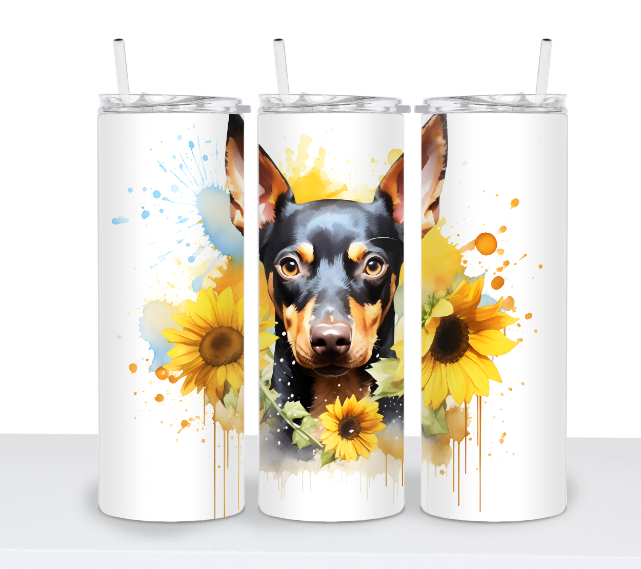 Dogs with Sunflowers