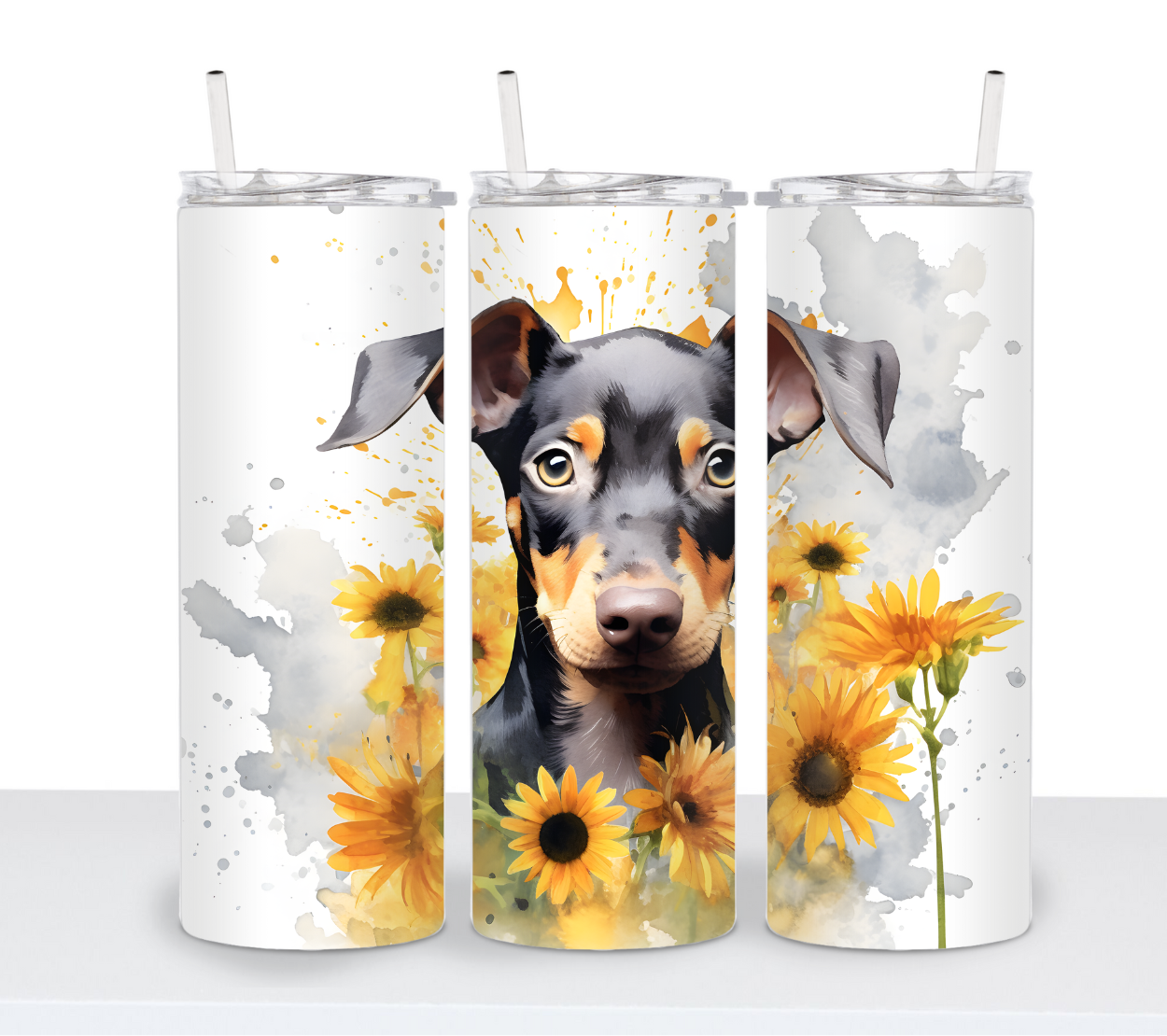 Dogs with Sunflowers