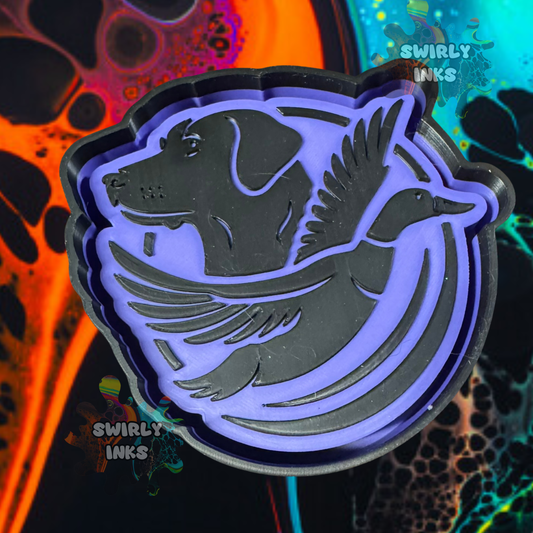 Dog with Duck Flying Freshie Mold