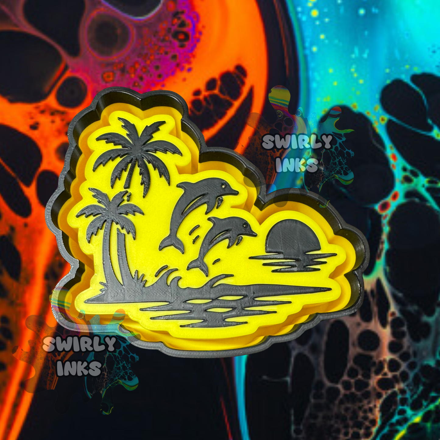 Dolphins Palm Trees & Sun Freshie Mold