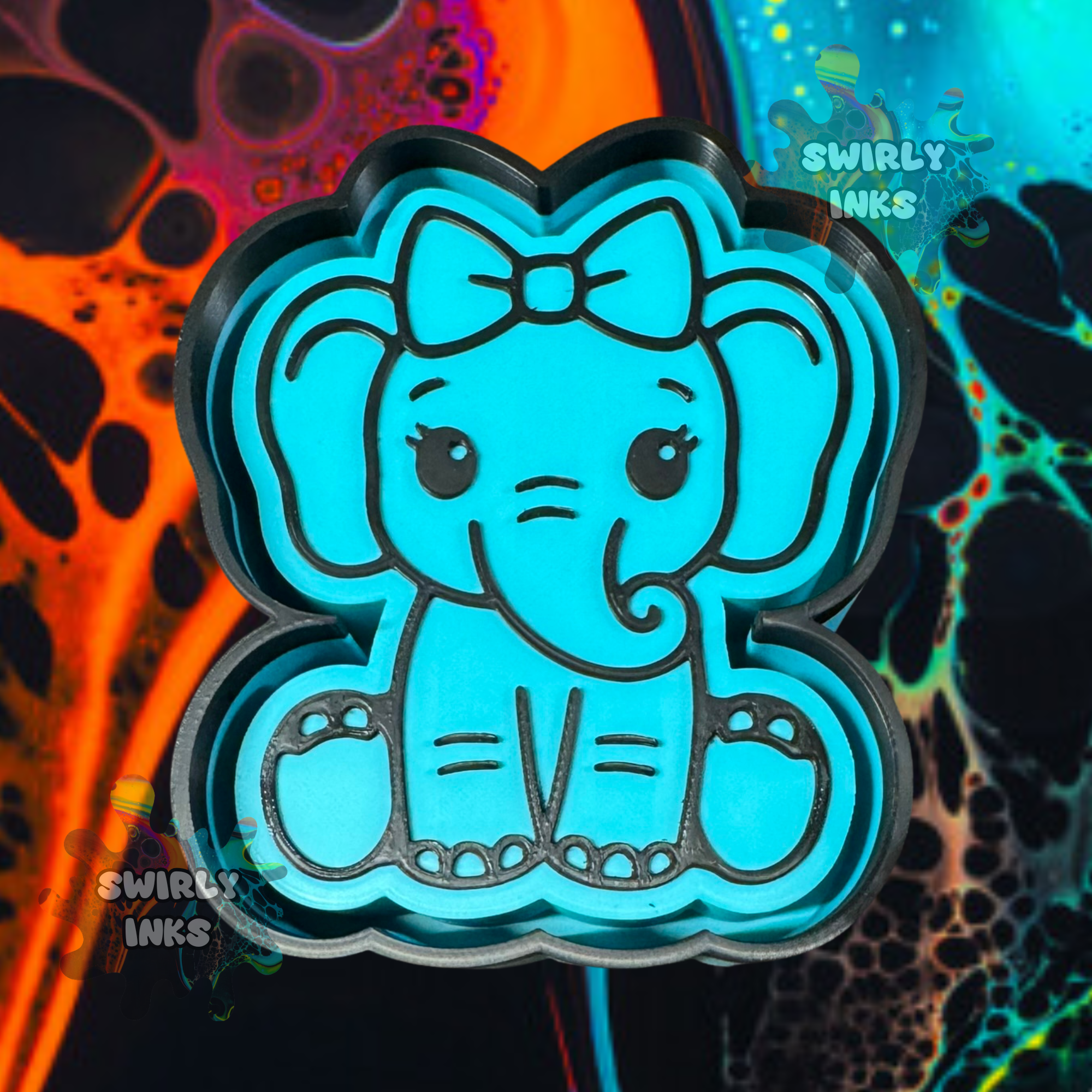 Elephant with Bow Freshie Mold – Swirly Inks N Glittered Designs