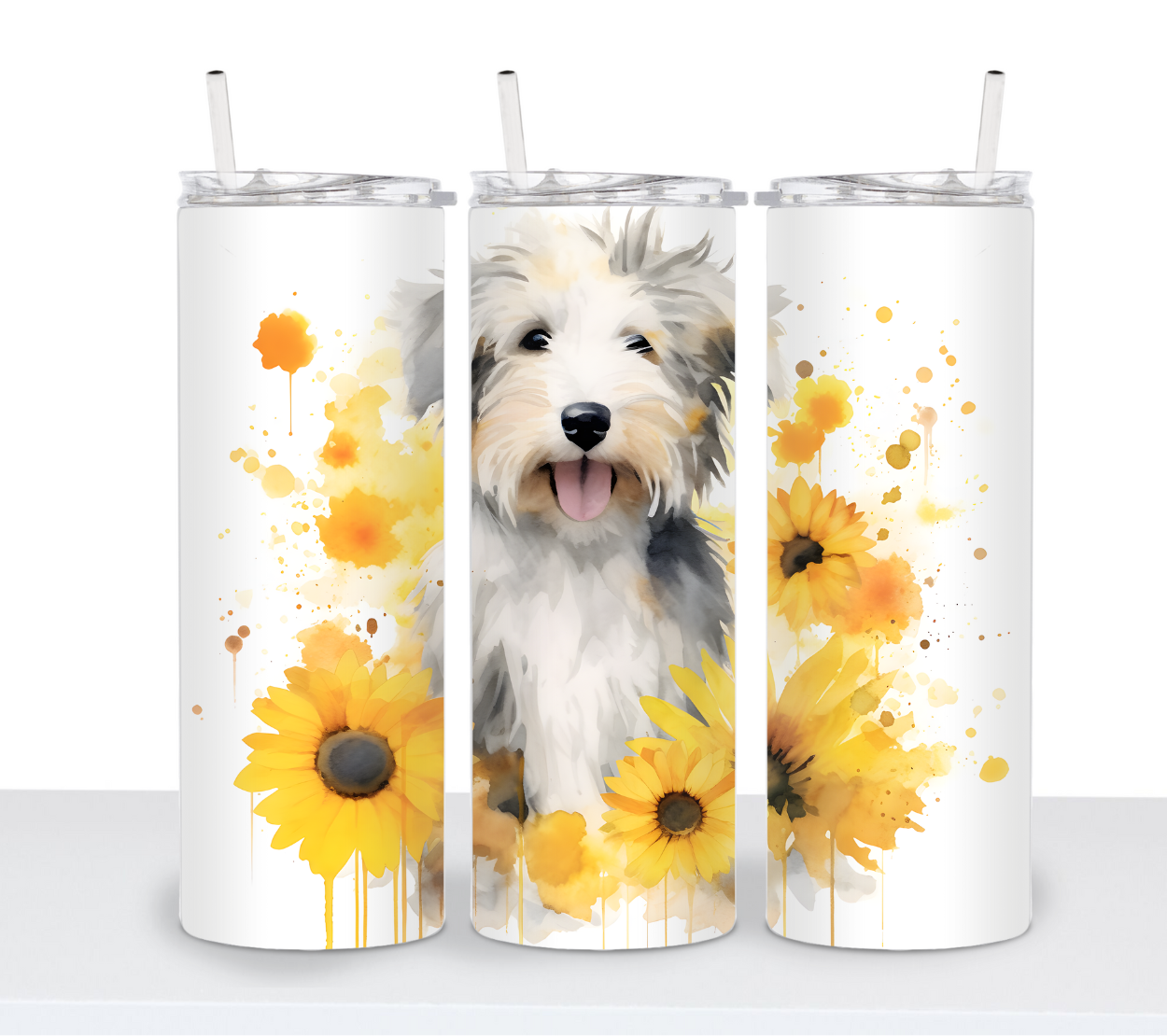 Dogs with Sunflowers