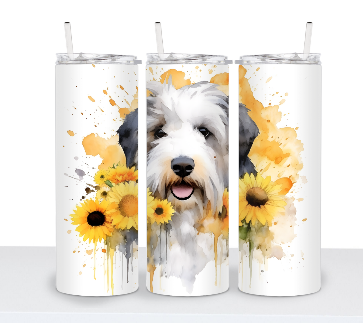 Dogs with Sunflowers