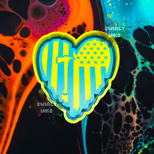 Firefighter Flag Heart Freshie Mold