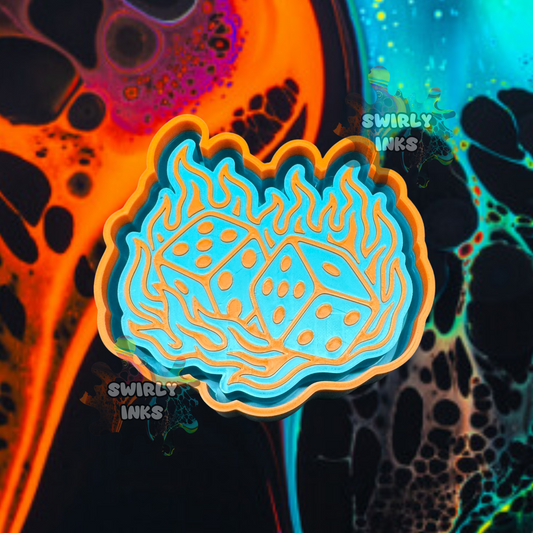 Flaming Dice Freshie Mold
