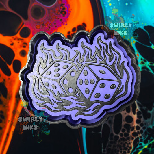 Flaming Dice Freshie Mold