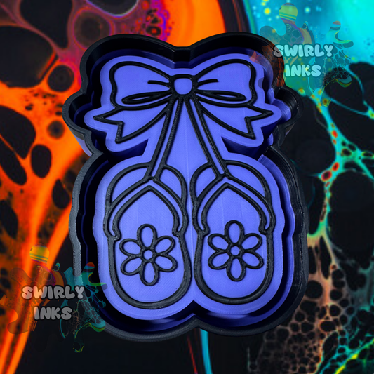 Flip Flops with Flowers Bow Freshie Mold