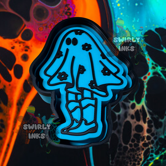 Flowered Ghost with Cowboy Boots Freshie Mold