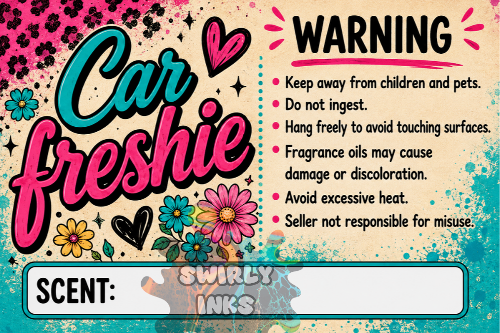 Flowers & Hearts Freshie Label 3" x 2"  (10)