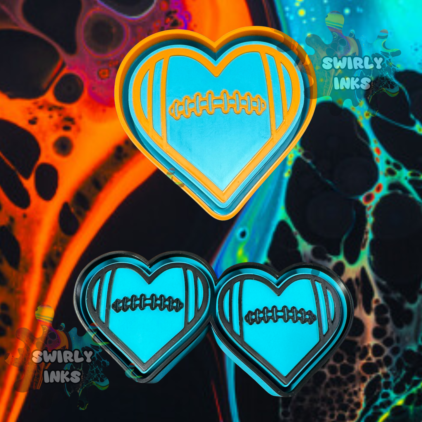 Football Heart Set Freshie Mold