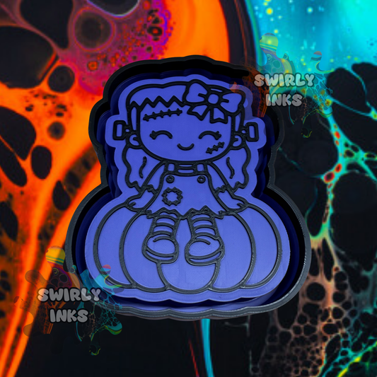 Franken Girl on Pumpkin Freshie Mold