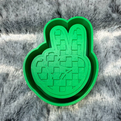 Checkered Peace Hand Freshie Mold