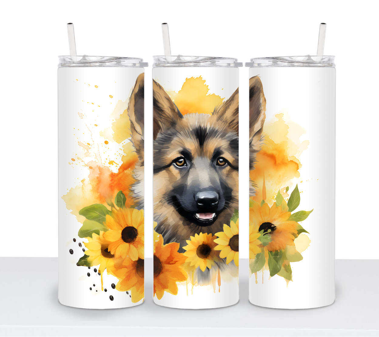 Dogs with Sunflowers