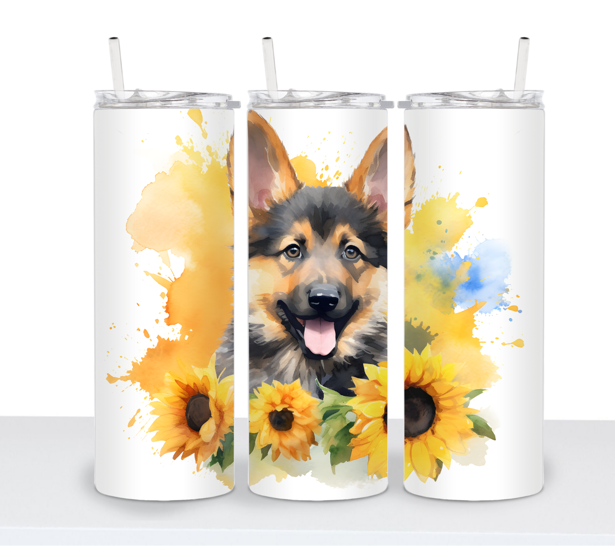 Dogs with Sunflowers