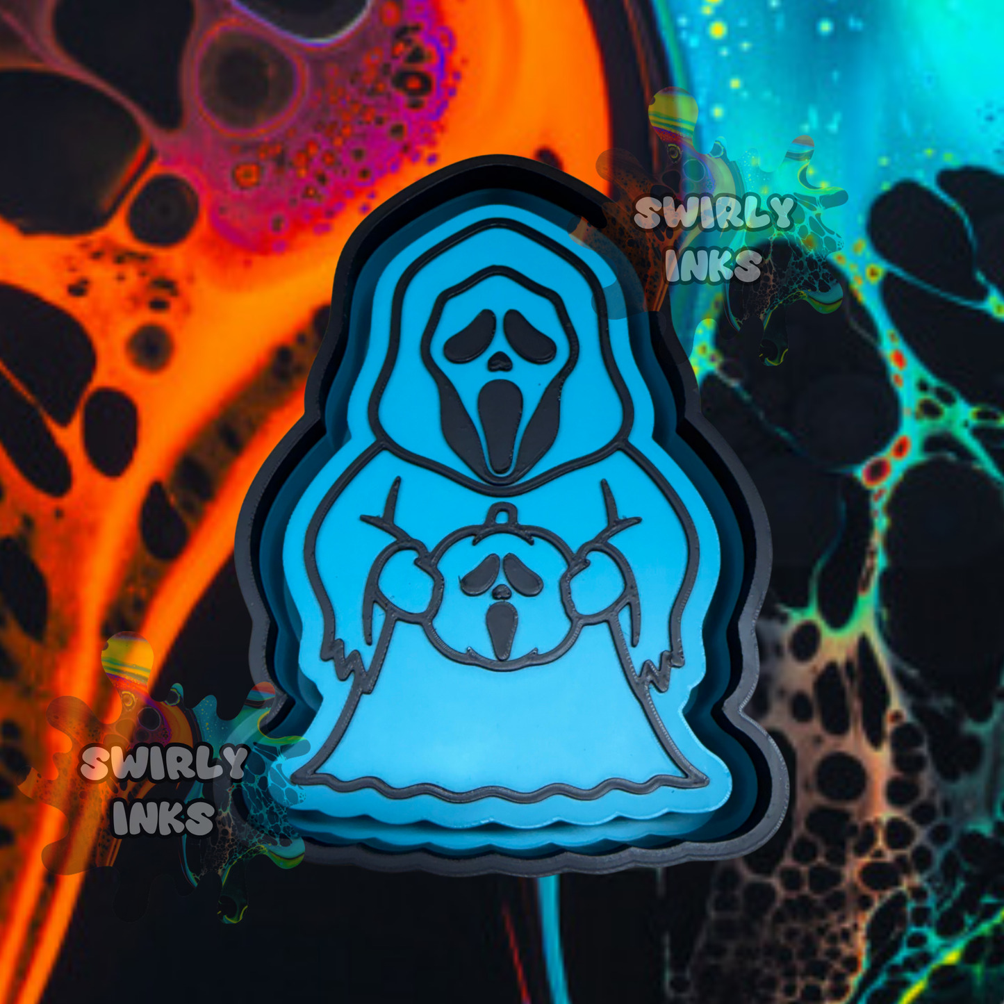 Ghost Face with Pumpkin Freshie Mold