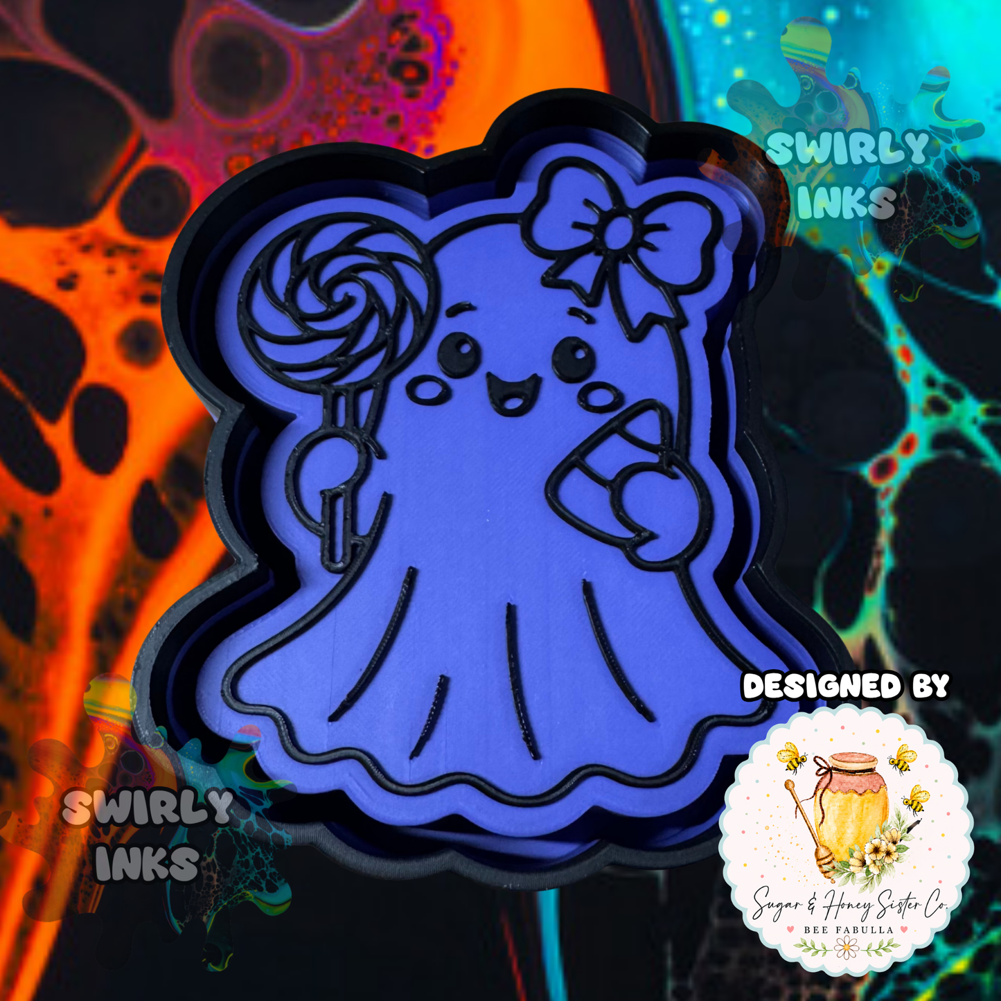 Ghost with Bow & Candy Freshie Mold