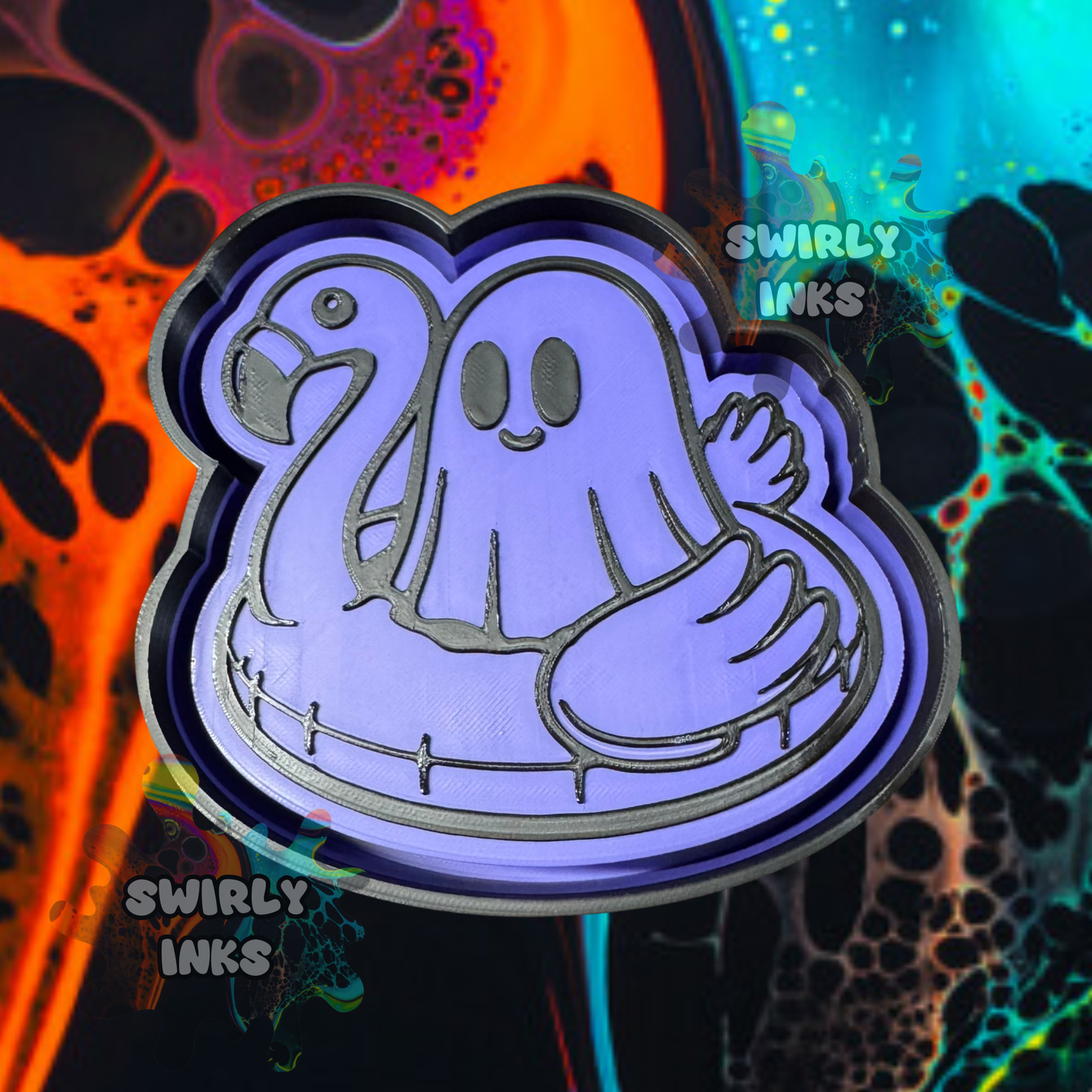 Ghost on Flamingo Float Freshie Mold