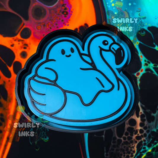 Ghost on Flamingo Float Freshie Mold