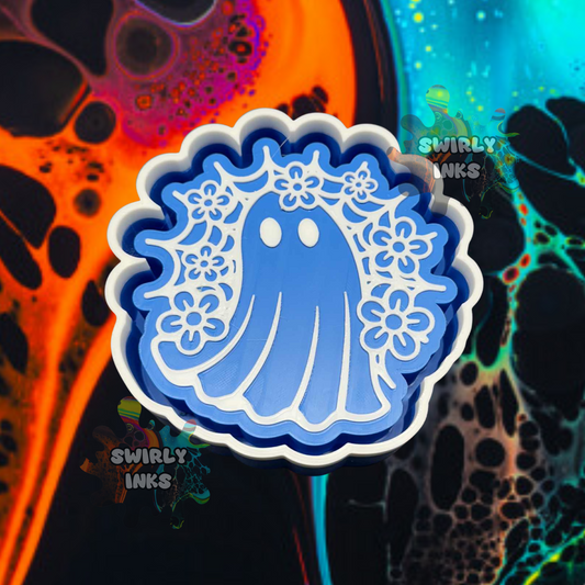 Ghost with Flowers & Spider Web Freshie Mold