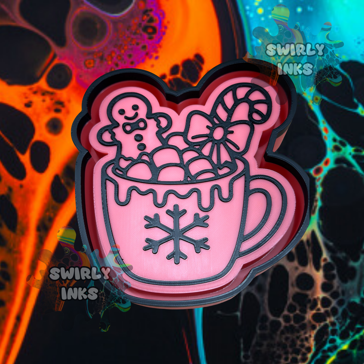 Gingerbread Man & Candy Cane Cocoa Mug Freshie Mold