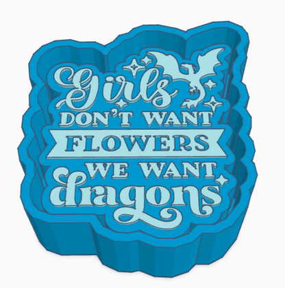 Girls Don't Want Flowers They Want Dragons Saying Freshie Mold