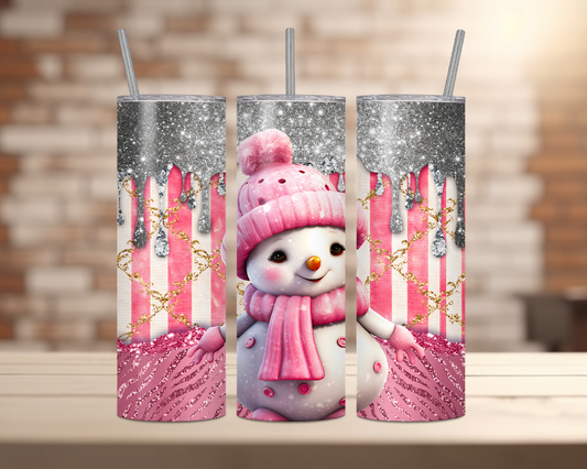 Glitter Pink Snowman