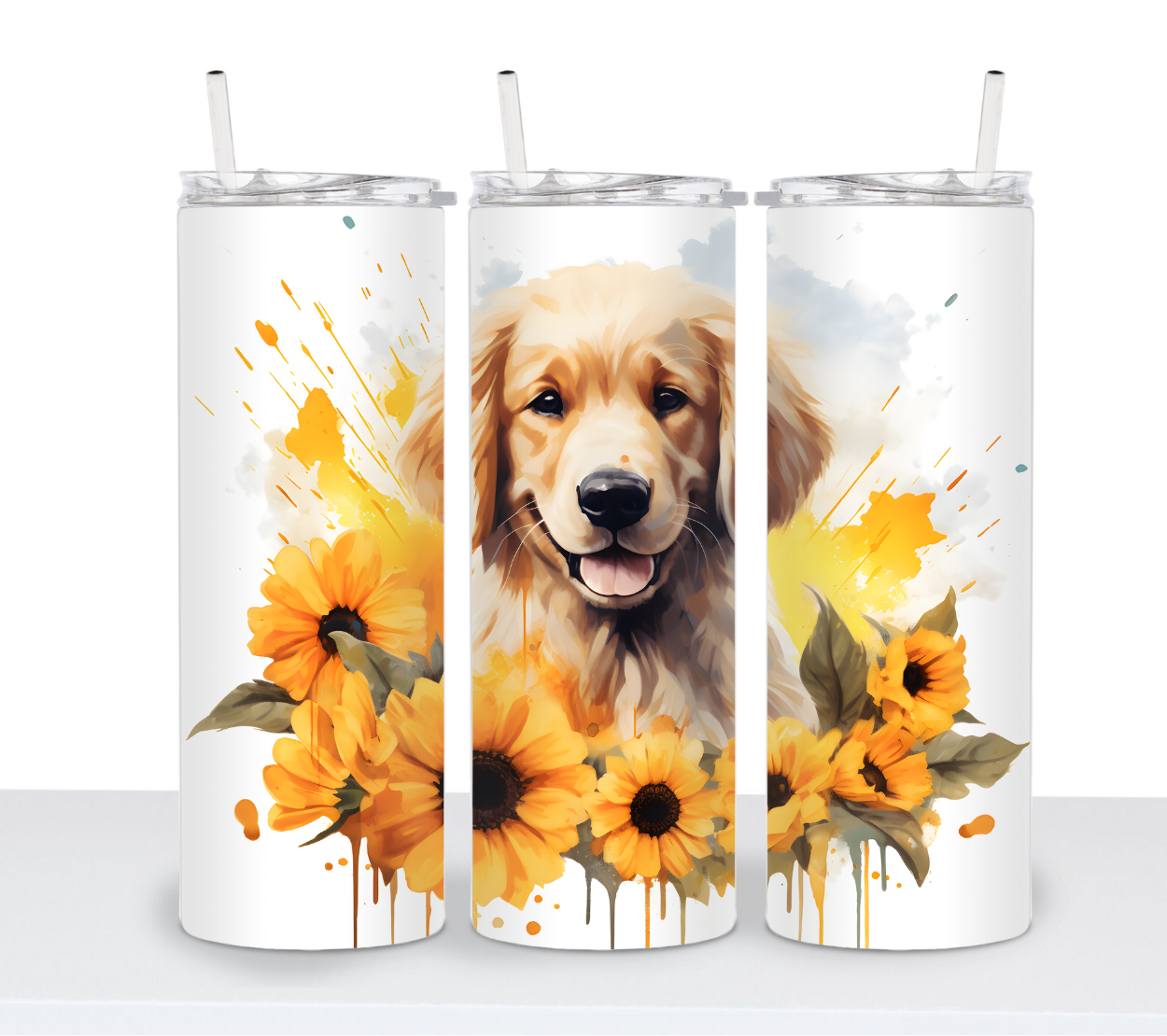 Dogs with Sunflowers