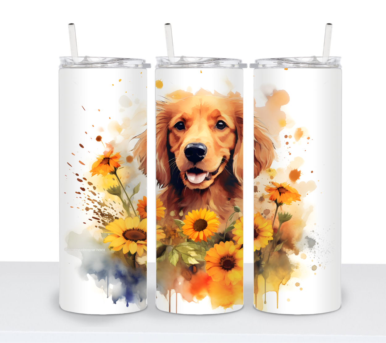 Dogs with Sunflowers