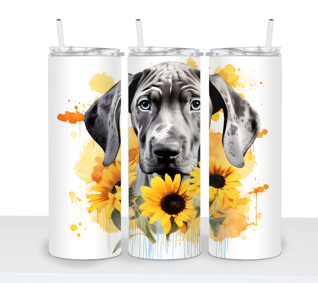 Dogs with Sunflowers