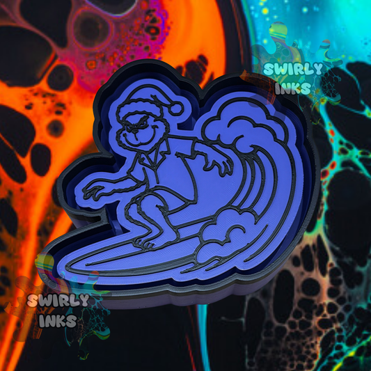 Green Guy Riding Wave Freshie Mold