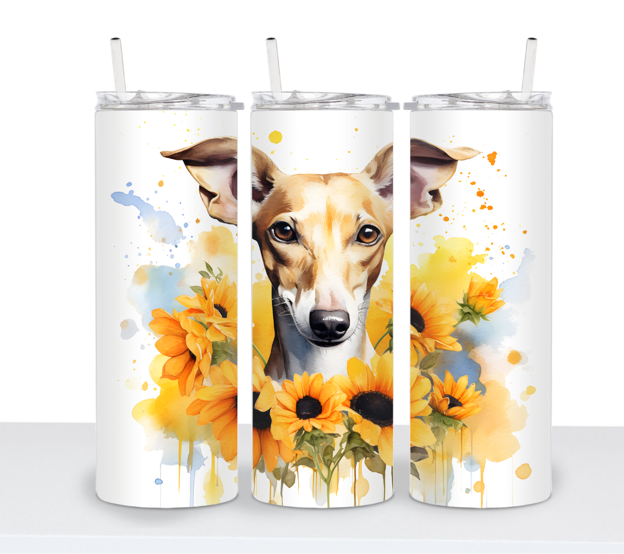 Dogs with Sunflowers