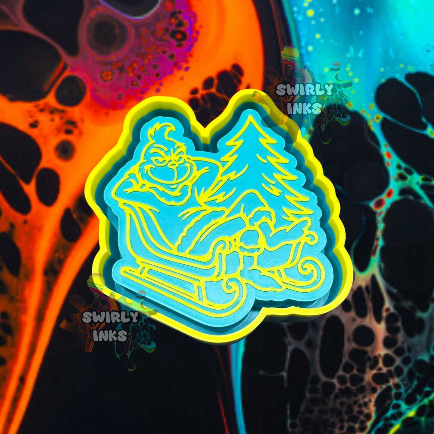 Grinchy in Sleigh Freshie Mold