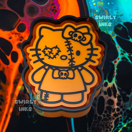 H K Cat Skull Bow Freshie Mold
