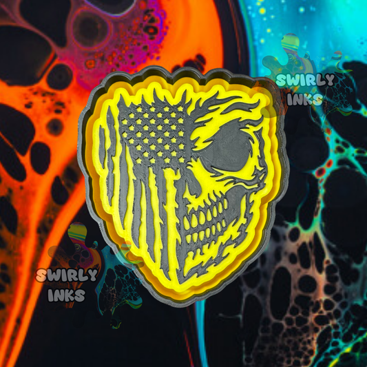 Half Flag Skull Freshie Mold