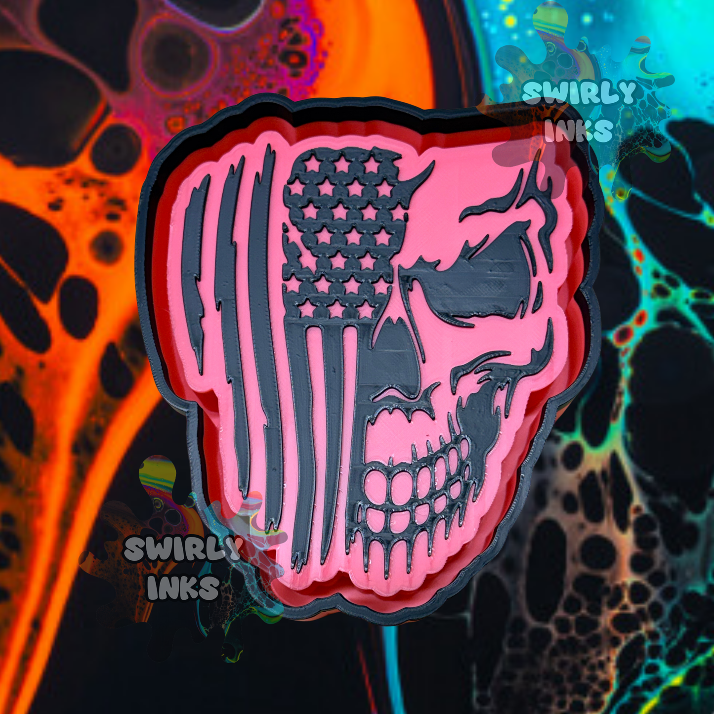 Half Skull & Flag Freshie Mold