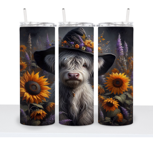 Halloween Cow Sunflowers 20oz Tumbler