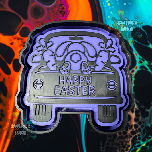 Happy Easter Bunny Truck Freshie Mold