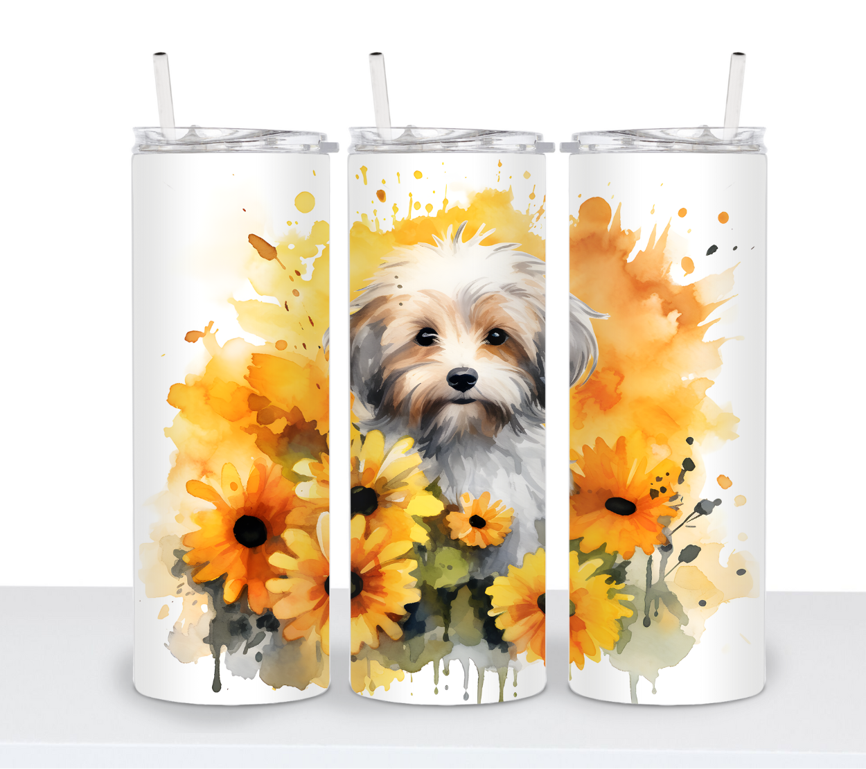 Dogs with Sunflowers