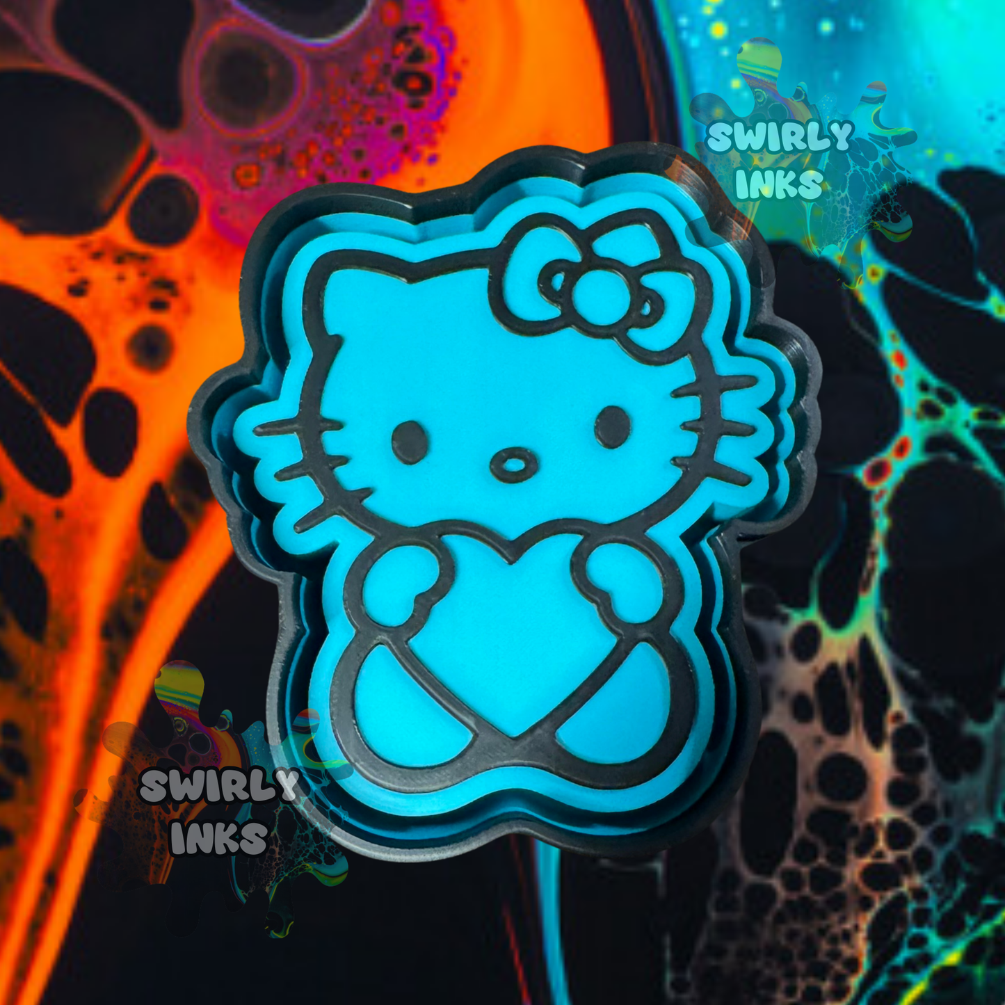 H K Cat Sitting with Heart Freshie Mold
