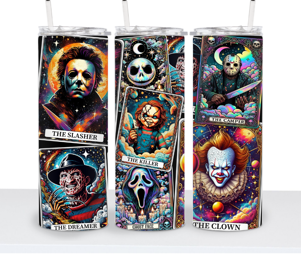 Halloween Movie Characters - 20oz Tumbler - (Horror Tarots 1)