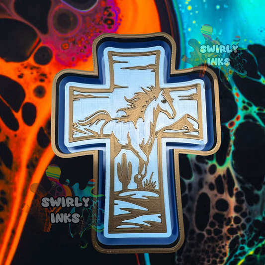 Horse Running Cross Freshie Mold