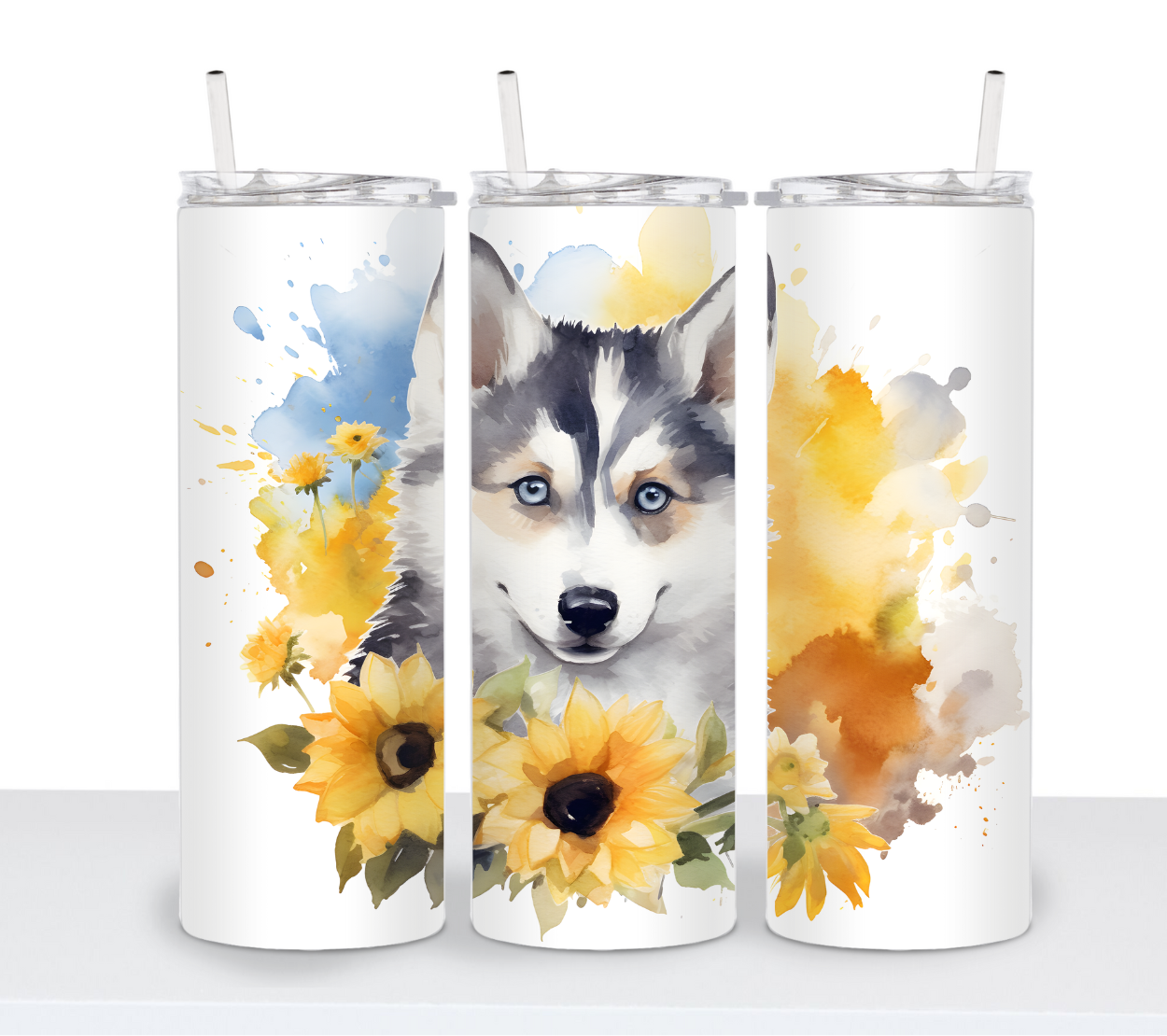 Dogs with Sunflowers