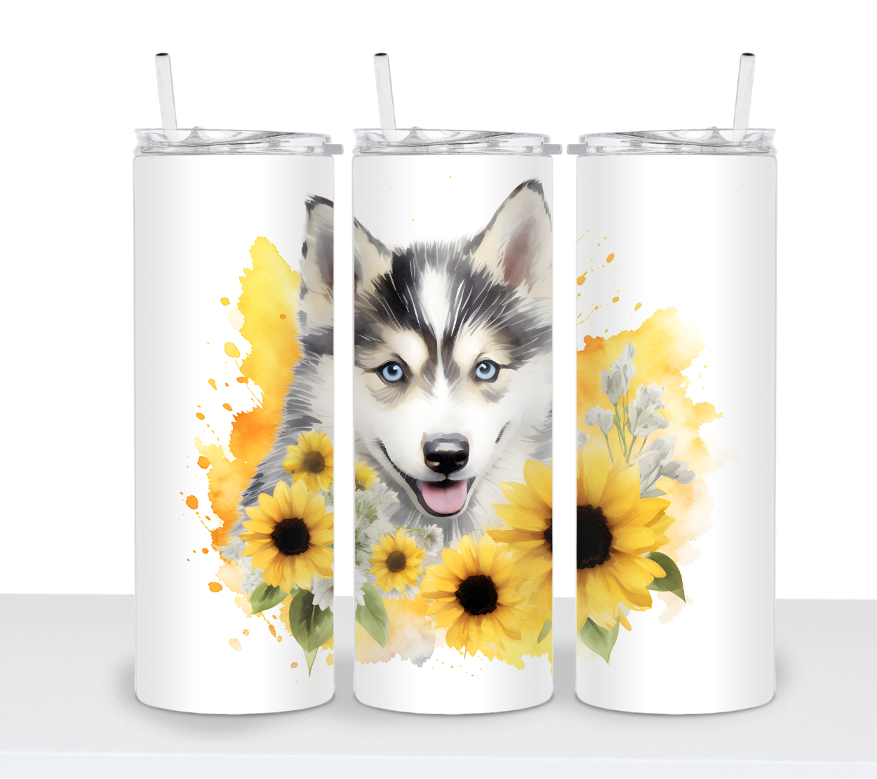 Dogs with Sunflowers