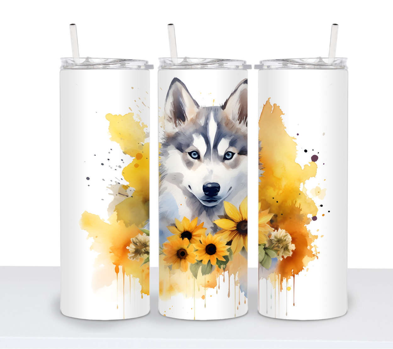 Dogs with Sunflowers